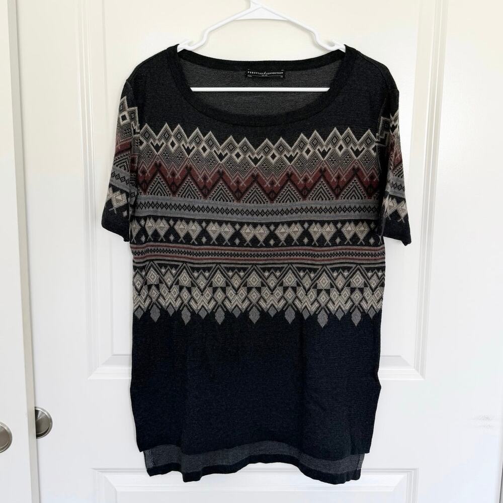Peruvian Connection Pima Cotton Fair Isle Sweater Top XS